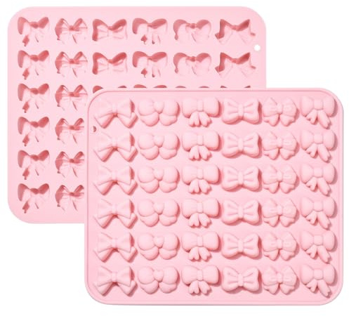 Ipotkitt 2 stampi in silicone rosa a forma di fiocco Mini stampi in silicone a forma di fiocco per cioccolato in gomma stampi in silicone per caramelle gommose per fai da te biscotti al gelato