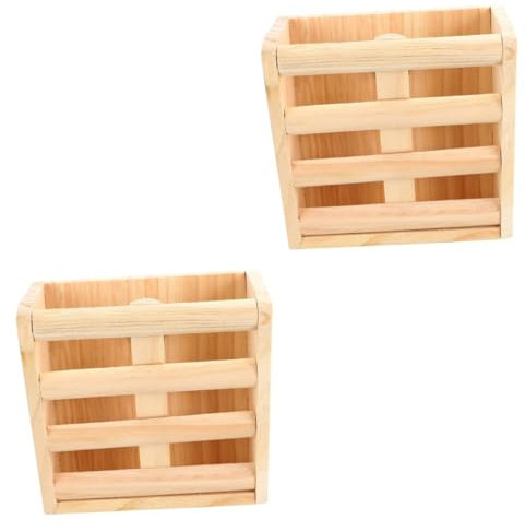 BESPORTBLE 2pcs Wooden Feeder Rack Hay Holder Container for Pets Minimizes Waste and Keeps Cage Clean for Guinea Pigs and Hamsters