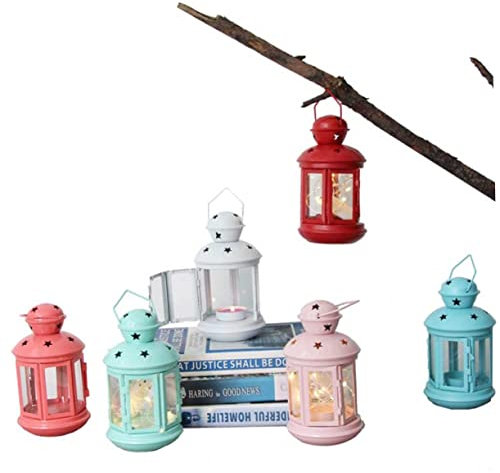 Levemolo Vintage Windgeschützter Kerzenständer Aus Eisen Und Glas Stilvolle Europäische Tischdeko Für Romantische Abende Kleine Blaue Laterne Für Wohnzimmer Und Hochzeiten