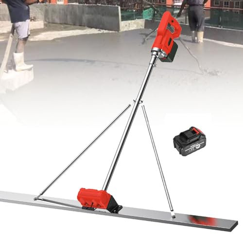Ponceuse à Plâtre Ponceuse électrique Outil de finition de béton électrique, alimenté par batterie, 6000 tr/min 150 cm Règle de nivellement de surface en béton, Machine vibrante de finition