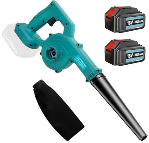 Akku Laubbläser,2 in 1 Elektro Laubbläser mit Fangsack und 2pcs 5000mAh Akkus und Ladegerät,180km/h,18000RPM,für Rasenpflege Laubblasen,Terrassen