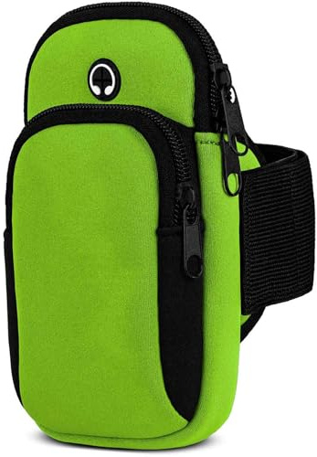 moex Handytasche Joggen für Samsung Galaxy Z Fold 6 Sportarmband Handy aus Neopren, Handyhalterung Arm zum Laufen Sport Armband, Laufarmband mit 2 Fächern, Lauftasche Jogging - Grün