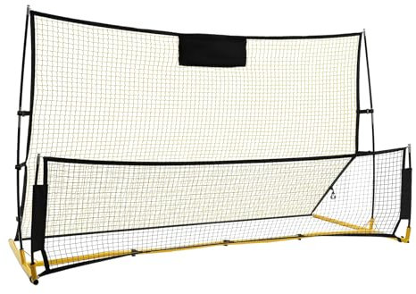 Fußball Rebounder-Netz, 2 in 1 Faltbar Fußballtor Rebounder Net Portable Soccer Rebounder Trainingsnetz Football Game Training Goal Set 210 x 120 x 85 cm