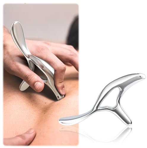 Cosmeria Triggerpunkt Massagegerät, Edelstahl Gua Sha Stein Mit Ergonomischem Griff, Tiefengewebe Linderung Für Verspannungen Von Nacken Bis Füße
