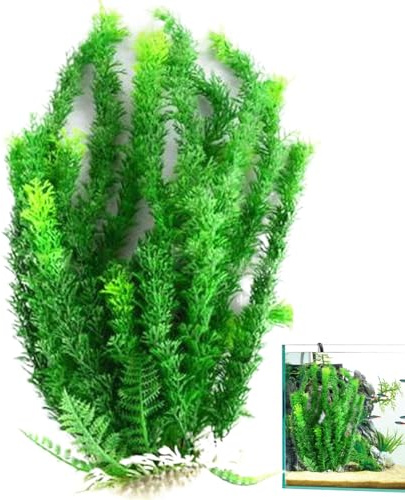 Gcroet Akvarieväxter 18,5 x 4 stora akvarium växter realistiska konstgjorda vattenväxter gör-det-själv vänliga lågunderhåll akvarium dekorationer