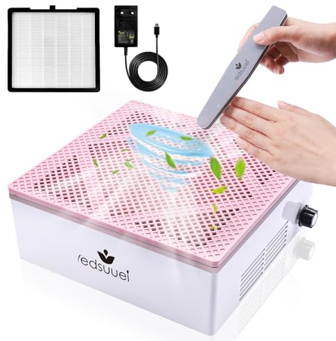 80W Super Quiet & Low Noise Electric Dust Collector Nail Salon LEDSUUEI: Super Powerful Nail Dust Collector with Reusable Filter Adjustable Vacuum Nail Dust Extractor for Acrylic Gel Nail Polishing