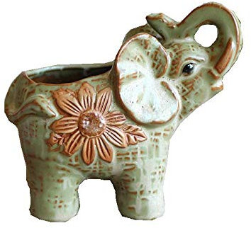 Keninll Vasi per piante grasse, divertente elefante animale, decorazione verde per interni ed esterni con foro di drenaggio, mini vasi per piante grasse cactus dal naso verso l'alto