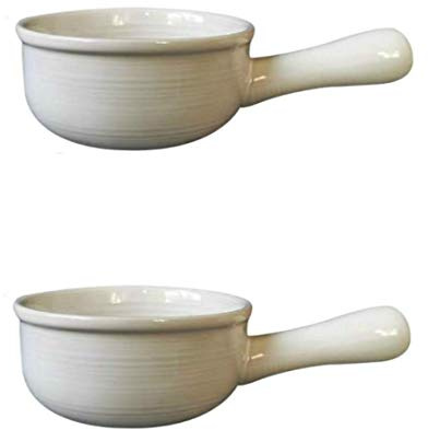 French Onion Soup Bowls with Handles, Durable Ceramic pots, Suitable for Soup, Chilli, Beef stew, muesli, White||2 pcs