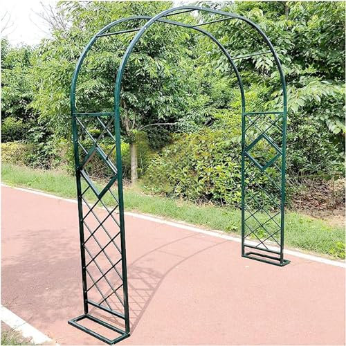 Enrejado de arco de jardín galvanizado resistente para plantas trepadoras, arco grande de metal independiente para rosales, estable y duradero, verde, 280 x 230 cm