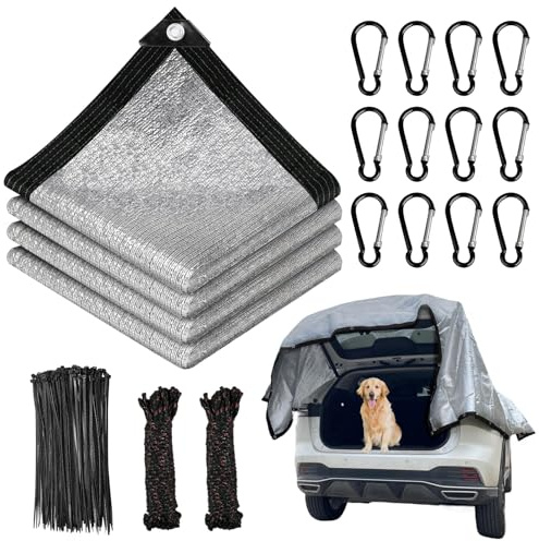 DAZZTIME Filet D'Ombrage en Aluminium Réfléchissant 3 X 4m pour Voiture, Chien, Serre, Jardin, Pergola