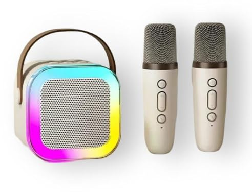Genérico Karaoke Micrófono Dual Bluetooth con Altavoz RGB Portátil, Efectos de Luz LED, Batería de Larga Duración, 6W