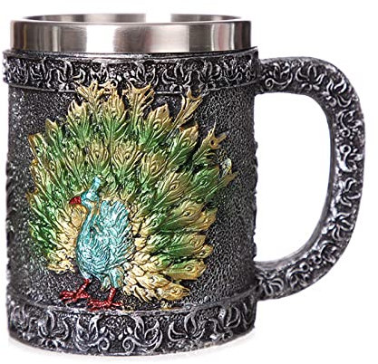 Vynetra Beer Mugs Coffee Cups 3D Gothic Mugs for Creative Tankard Stainless Steel Resin Wine Glass Mug New Year Christmas Gifts