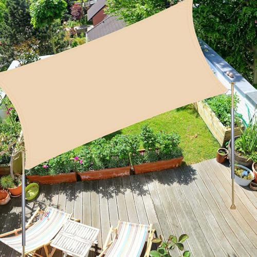SRHIMEOS 4X8m Tende a Vela Parasole Impermeabile, Vela Ombreggiante Giardino Rettangolare, Tende da Sole Esterni Protezione Raggi 90% UV Telo Ombreggiante
