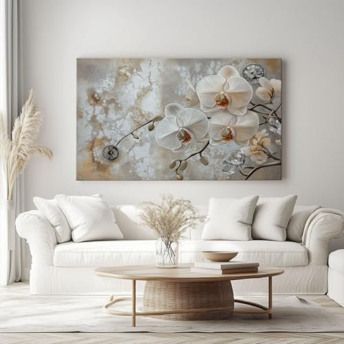 Genérico Tema Romántico Decorativos Cuadro Flores En Relieve 3D Moderno Cuadro Lienzo Para Salón Dormitorio Comedor Oficina Decoración Pared 120 x 60 cm Sin Marco