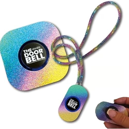 Auosxny Sparkly Rainbow Teacher's Remote, Wireless Classroom Doorbell for Teachers， with Sparkling Lanyard,38 Ringtones & 4 Volume Levels,Elderly Pager,for Home，Classroom，Office(1 piece)