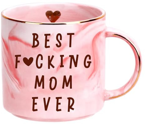 Mom Gifts for Women, Funny Mothers Day Gifts for Mum from Daughter Son, New Mom, Pregnancy Congratulations Presents for First Time Moms and Mother To Be - Pink Marble Mug, 330ml Funny Coffee Mug