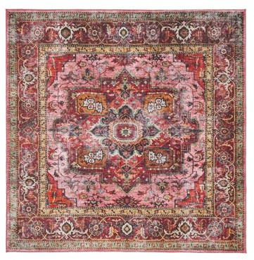 RugVista Georgia Oriental, Tappeto, Orientali, 240 x cm, Quadrata, Pelo corto, Lavabile in lavatrice, Rosso/Rosa
