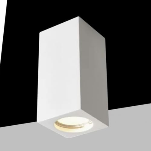 TEKHOME Portafaretto in Gesso da Soffitto GU10 – Plafoniera Cubica Bianca Verniciabile, Design Moderno, Incasso per Cartongesso GS-C140-Q (3)