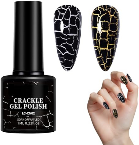 Crackle nagellack, cool nagellack | Hög pigment gelpolska | 7 ml flickor manikyrförsörjning, nageldekorationer för, semester, prom, dating