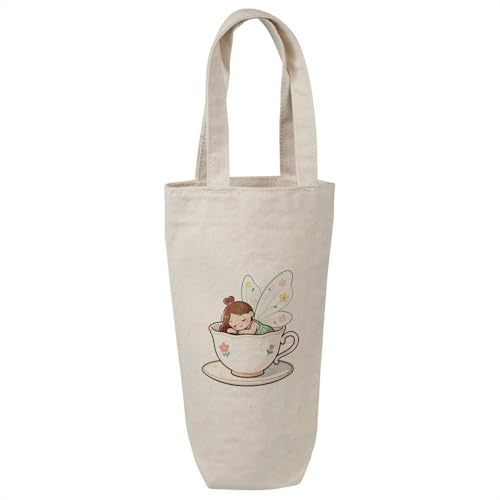 Azeeda 'Fairy Resting in Teacup' Cotton Wine Bottle Gift/Travel Bag (BL00047951)