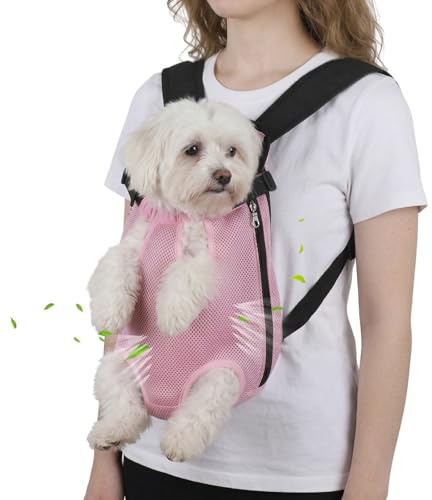 nulala Verbessert Hunderucksack, Atmungsaktiver Haustier Rucksack | Hunde Rucksack mit Gepolsterte Schultergurte, Reisen Schultertasche für kleine mittelgroße Hunde, Katzen, Kaninchen,Rosa