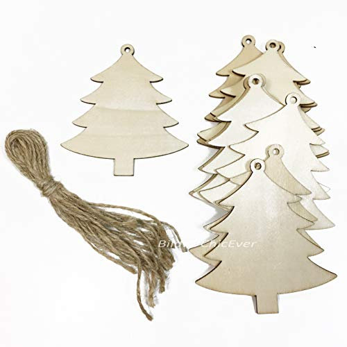 CHICEVER 20 Christbaumschmuck Anhänger aus Holz Tannenbaum