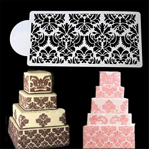 Blumen-Form Kuchenschablone, Kuchenspitzenschablone, Fondant-Kuchen-Bordüre, Dekoration, Kuchenvorlage, Hochzeitstortendekorationswerkzeuge, Kunststoff-Kaffeeschablonen, Zuckersieb, Backwerkzeug