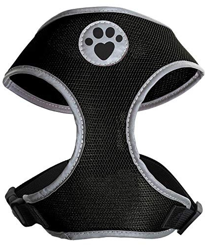 iGadgitz Home U7047 - Hundegeschirr, Welpengeschirr, Gassi Dog Harness reflektierenden Markierungen & sicherer Verschlussschnalle - Schwarz - Mittel