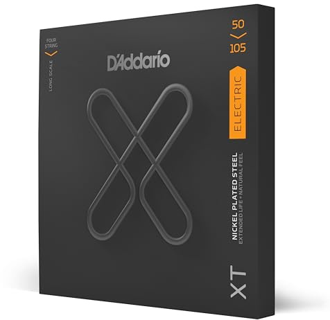 D'Addario XT belagda bassträngar – strängar för elbasgitarr – 4-strängar, medium, 50-105