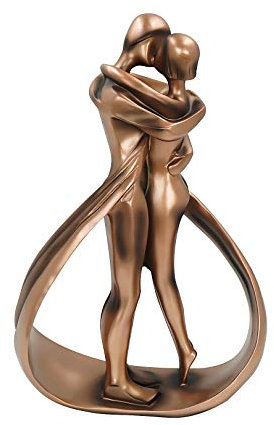 Aoneky Estatua de Pareja - Figura Decorativa de Pareja de Beso, Material de Resina, Estilo Romántico Moderno, Color Bronce, Figura Decoración para Casa Hogar