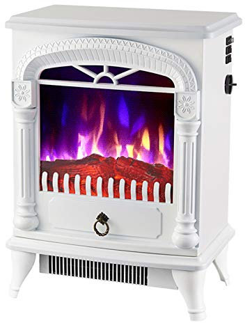 SSCYHT Chimenea Eléctrica Infrarroja Calentador Chimenea Independiente con Efectos Llama 3D Realistas Calentador Espacio Interior Portátil con Sistema Seguridad Sobrecalentamiento 2000W,Blanco