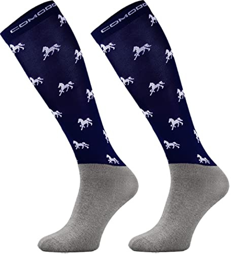 TODO Comodo Chaussettes Equitation Femme, Fille et Enfant, l'été, mince, respirant | Chaussette d'équitation ete STPJM (31-34, STPJM – Horses 03)