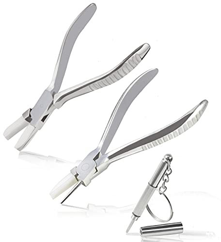 LEONTOOL Ensemble de pinces à mâchoire ronde et plate en nylon pour lunettes de vue - Outil de réparation de lunettes