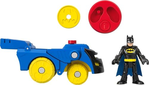 Fisher-Price Imaginext HGX91 - DC Super Friends Head Shifters Batman-Figur und verwandelbares Batmobil-Fahrzeug für Rollenspiele, Spielzeug für Kinder ab 3 Jahren
