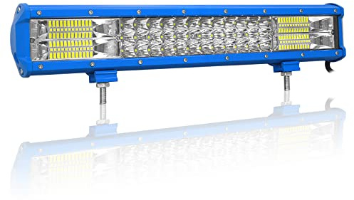 Willpower Barra Led 17 pulgadas 43cm 252W Barra de Luz LED IP67 Impermeable Largo Alcance Faro Led Trabajo 12V 24V Focos Led 6000k para 4x4 Tractor Coche Camion Barco Offroad Azul