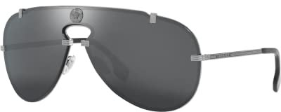 Versace Herren-Sonnenbrille, goldfarbener Rahmen, dunkelgraue Gläser, 0 mm, gunmetal, 43-143-140
