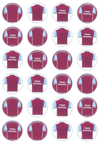 24 Rice/Wafer Paper Edible Cupcake Toppers (Football Team - Design B)