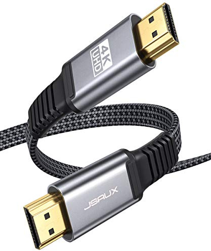 JSAUX 𝙉𝙀𝙒 HDMI Kabel 2Meter [4K@60Hz,HDMI 2.0,18Gbps] 4K Flach HDMI 2.0 Kabel Highspeed 3M HDMI Nylon Geflochten Kabel Support 3D HDR UHD 2160p 1080p Ethernet ARC kompatibel mit PS3/4 TV PC Grau