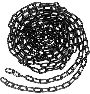 QWORK® 5M x 6mm Chain Link Fence, Plastic Chain Barrier for Crowd Control, Traffic, Queuing Line (Black)