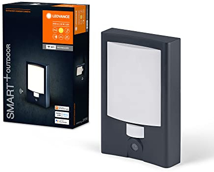 LEDVANCE SMART+ Outdoor Wandleuchte + Hausnummer & Kamera, warmweißes Licht (3000K), hochwertiges Polycarbonatgehäuse in dunkelgrau, integrierter Lautsprecher, Memory Card, smarte WIFI-Technologie