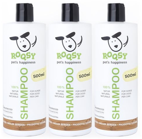 ROQSY Natur-Hundeshampoo Bio Vegan pH-neutral 1500 ml / 1,5L | Vegan, Mit Bio-Zutaten, pH-neutral (pH 7), Ohne Parabene und Silikone, PETA-zertifiziert, Made in Tirol