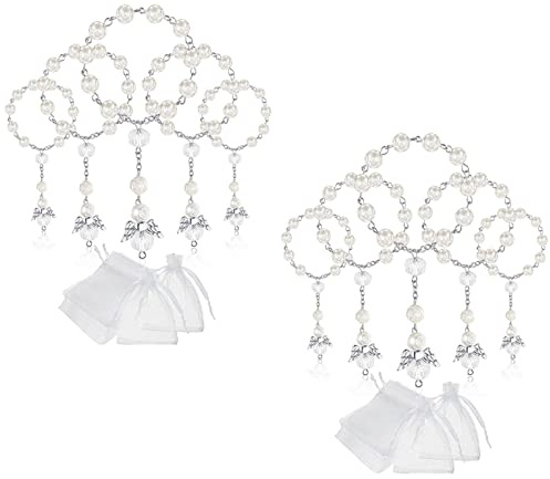 60 Pz Battesimo Rosario Acrilico Perline Mini Rosari Sacchetti di Organza per la Prima Comunione Battesimo