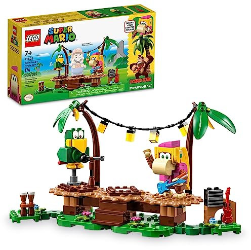 LEGO Super Mario Dixie Kong’s Jungle Jam Expansion Set 71421, Super Mario Gift Set for Boys and Girls Ages 7-9, Buildable Toy Game Featuring 2 Brick Built Super Mario Figures with Musical Accessories