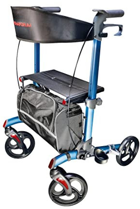 FabaCare Leichtgewichtrollator Actimo Premium, Aluminium, faltbar, Rollator mit Einkaufstasche, Alurollator bis 136 kg belastbar, Blau