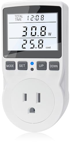 KETOTEK Watt Meter Power Meter Plug Electricity Usage Monitor, Energy Monitor with Backlight, Kilowatt Meter Socket Outlet, Voltage Amps Power Consumption Meter, Overload Protection