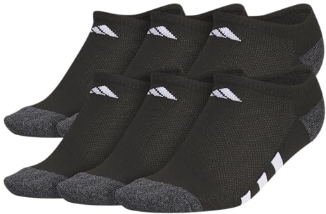 adidas 6 par pojkar flickor sportstrumpor vadderade osynliga strumpor - hållbara, andningsbara, låg profil passform, svart/onnix grå/vit, stor, svart/grå onnix/vit, L, Svart/Grå Onix/Vit, L