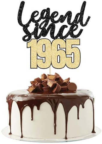 Gyufise 1Pcs Legend Since 1965 Cake Topper Glitter Sixty Happy 60th Birthday Cake Pick Cheers to 60 Years Cake Decoration for 60th Birthday Wedding Anniversary Party Decorations Supplies