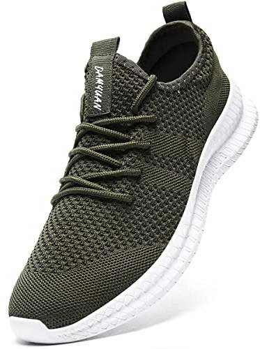 Tvtaop Damen Sneaker Laufschuhe Turnschuhe Straßenlaufschuhe rutschfest Leichtgewichts Atmungsaktiv Walkingschuhe Outdoor Tennisschuhe Sportschuhe Freizeitschuhe,Armee Grün 39 EU