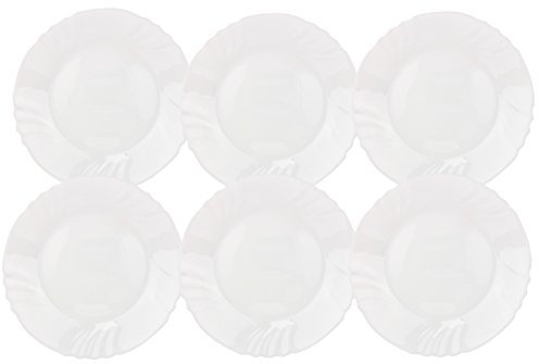 Bormioli Rocco EBRO - Set di 6 piatti da dessert, piatti piccoli, 20 cm, in vetro temperato opale