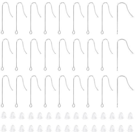 UNICRAFTALE 150 Pcs Crochets D'Oreilles Chirurgicaux en Acier Inoxydable 316 - Boucles Verticales Longues Hypoallergéniques avec 200 Pcs Dos de Boucle